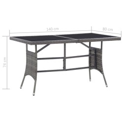 Table de jardin Gris 140x80x74 cm Résine tressée 529858529858