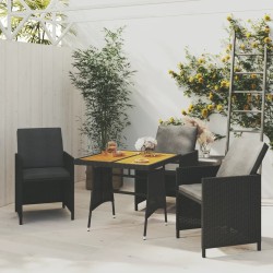 Table de jardin Noir 70x70x72 cm Résine tressée et acacia 529861529861
