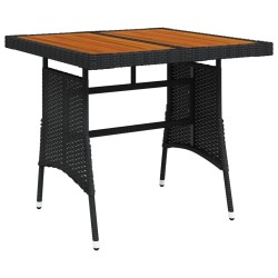 Table de jardin Noir 70x70x72 cm Résine tressée et acacia 529861529861