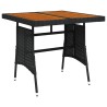Table de jardin Noir 70x70x72 cm Résine tressée et acacia 529861529861