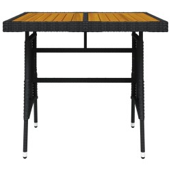 Table de jardin Noir 70x70x72 cm Résine tressée et acacia 529861529861