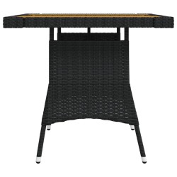 Table de jardin Noir 70x70x72 cm Résine tressée et acacia 529861529861