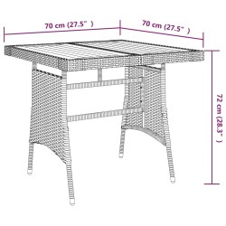 Table de jardin Noir 70x70x72 cm Résine tressée et acacia 529861529861