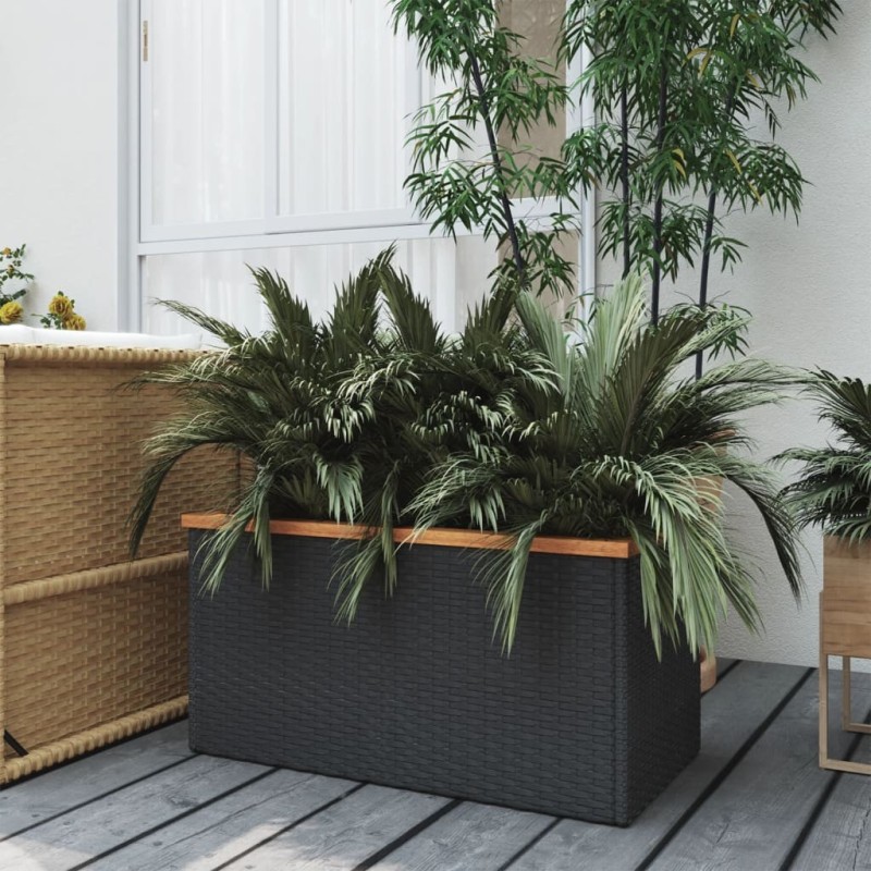 Jardinière noir 80x40x40 cm résine tressée 529867529867