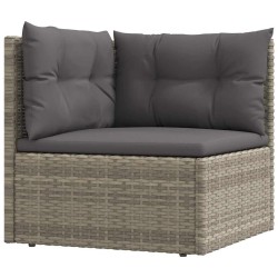 Canapé d'angle de jardin avec coussins gris résine tressée 529874529874