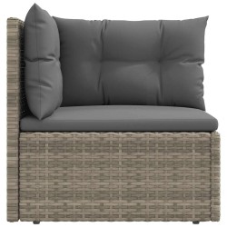 Canapé d'angle de jardin avec coussins gris résine tressée 529874529874