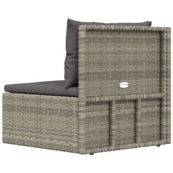 Canapé d'angle de jardin avec coussins gris résine tressée 529874529874