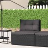 Canapé central de jardin avec coussins noir résine tressée 529875529875
