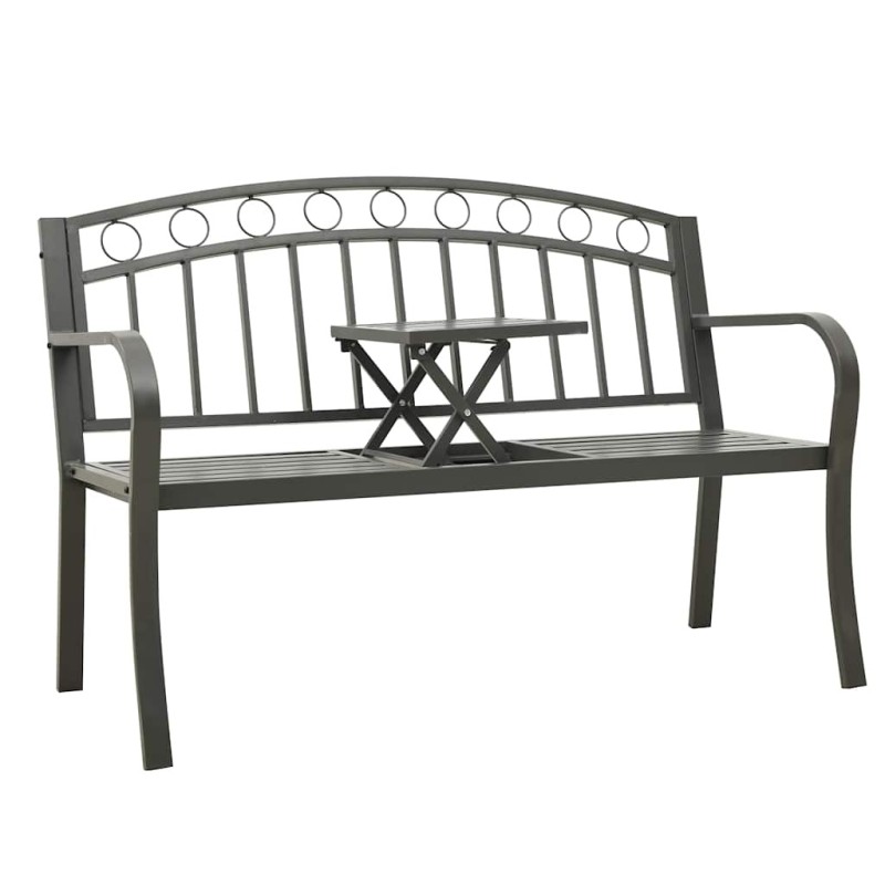 Banc de jardin avec table Gris 120 cm Acier 529877529877