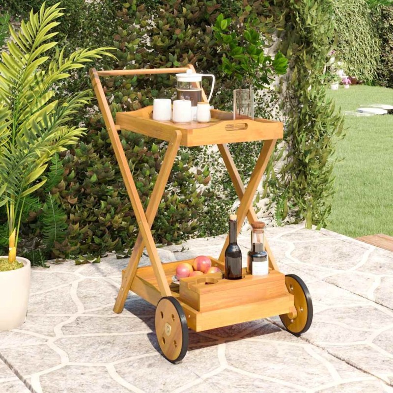 Chariot à thé 54x87x90 cm bois massif d'acacia 529889529889