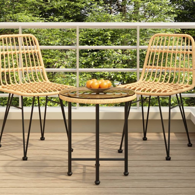 Table de salle à manger Ø50 cm Verre trempé et acier 529894529894