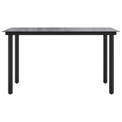 Table à dîner de jardin Noir 200x100x74cm Acier et verre trempé 529913529913