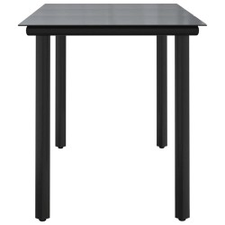 Table à dîner de jardin Noir 200x100x74cm Acier et verre trempé 529913529913