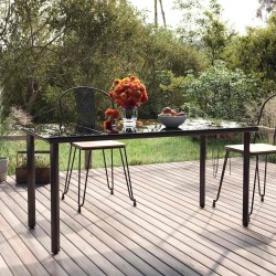 Table à dîner de jardin Noir 160x80x74 cm Acier et verre trempé 529924529924
