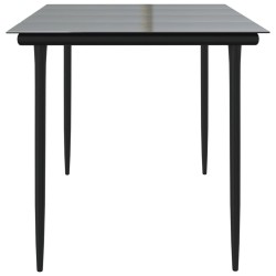 Table à dîner de jardin Noir 160x80x74 cm Acier et verre trempé 529927529927