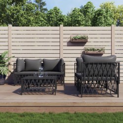 Salon de jardin avec coussins 5 pcs anthracite acier 529954529954