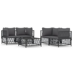 Salon de jardin avec coussins 5 pcs anthracite acier 529954529954