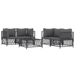 Salon de jardin avec coussins 5 pcs anthracite acier 529954529954