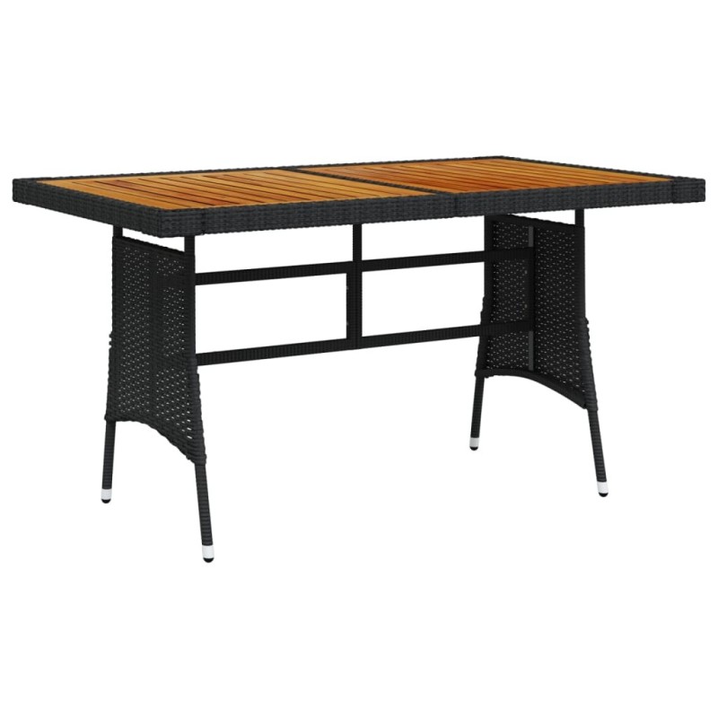 Table de jardin Noir 130x70x72 cm Résine tressée et acacia 529955529955
