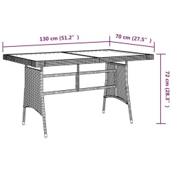 Table de jardin Noir 130x70x72 cm Résine tressée et acacia 529955529955
