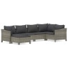 Salon de jardin 6 pcs avec coussins Gris Résine tressée 529957529957