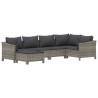 Salon de jardin 6 pcs avec coussins Gris Résine tressée 529957529957