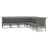 Salon de jardin 7 pcs avec coussins Gris Résine tressée 529958529958