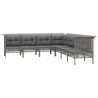 Salon de jardin 7 pcs avec coussins Gris Résine tressée 529958529958