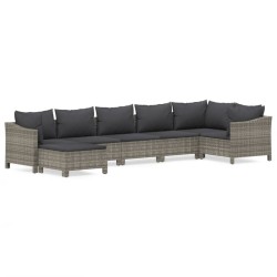 Salon de jardin 7 pcs avec coussins Gris Résine tressée 529959529959