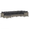 Salon de jardin 7 pcs avec coussins Gris Résine tressée 529959529959