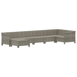 Salon de jardin 7 pcs avec coussins Gris Résine tressée 529959529959