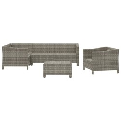 Salon de jardin 6 pcs avec coussins Gris Résine tressée 529960529960