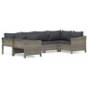 Salon de jardin 6 pcs avec coussins Gris Résine tressée 529961529961
