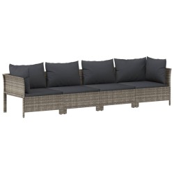 Salon de jardin 6 pcs avec coussins Gris Résine tressée 529961529961