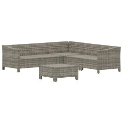 Salon de jardin 6 pcs avec coussins Gris Résine tressée 529962529962