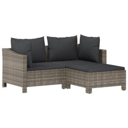 Salon de jardin 6 pcs avec coussins Gris Résine tressée 529965529965