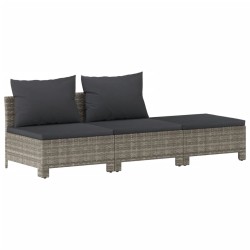 Salon de jardin 6 pcs avec coussins Gris Résine tressée 529965529965