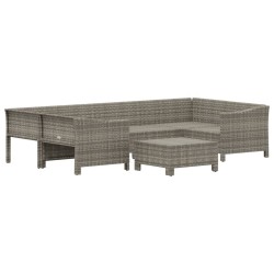 Salon de jardin 7 pcs avec coussins Gris Résine tressée 529966529966