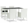 Ensemble à manger de jardin et coussins 5 pcs blanc poly rotin 529967529967