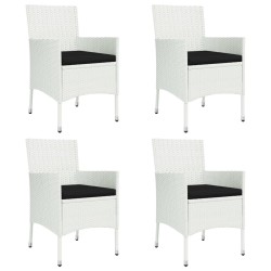 Ensemble à manger de jardin et coussins 5 pcs blanc poly rotin 529967529967
