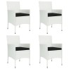 Ensemble à manger de jardin et coussins 5 pcs blanc poly rotin 529967529967