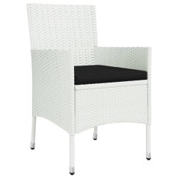 Ensemble à manger de jardin et coussins 5 pcs blanc poly rotin 529967529967