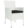 Ensemble à manger de jardin et coussins 5 pcs blanc poly rotin 529967529967