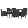 Ensemble à manger de jardin coussins 7pcs Noir Résine tressée 529968529968