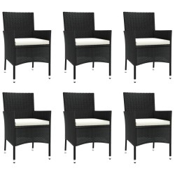 Ensemble à manger de jardin coussins 7pcs Noir Résine tressée 529968529968