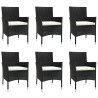 Ensemble à manger de jardin coussins 7pcs Noir Résine tressée 529968529968
