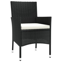 Ensemble à manger de jardin coussins 7pcs Noir Résine tressée 529968529968