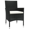 Ensemble à manger de jardin coussins 7pcs Noir Résine tressée 529968529968