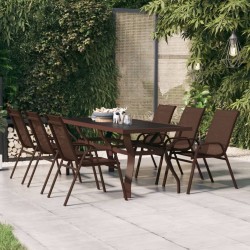 Table de jardin Marron et noir 180x80x70 cm Acier et verre 529969529969