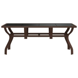 Table de jardin Marron et noir 180x80x70 cm Acier et verre 529969529969
